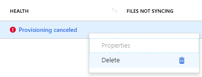 Provisioning canceled - Delete